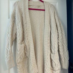 White cable knit chunky cardigan